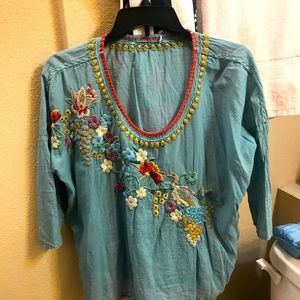 Soft blue turquoise top by Johnny Was